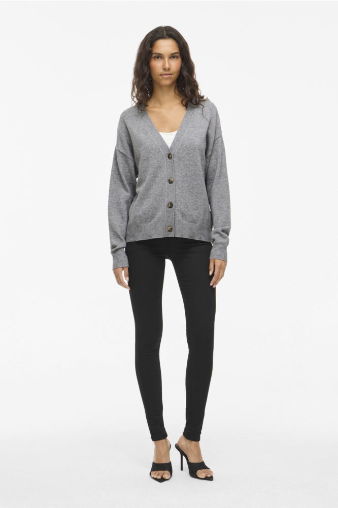 VIRIL V-NECK KNIT CARDIGAN - NOOS 14107411 Medium Gray Melange